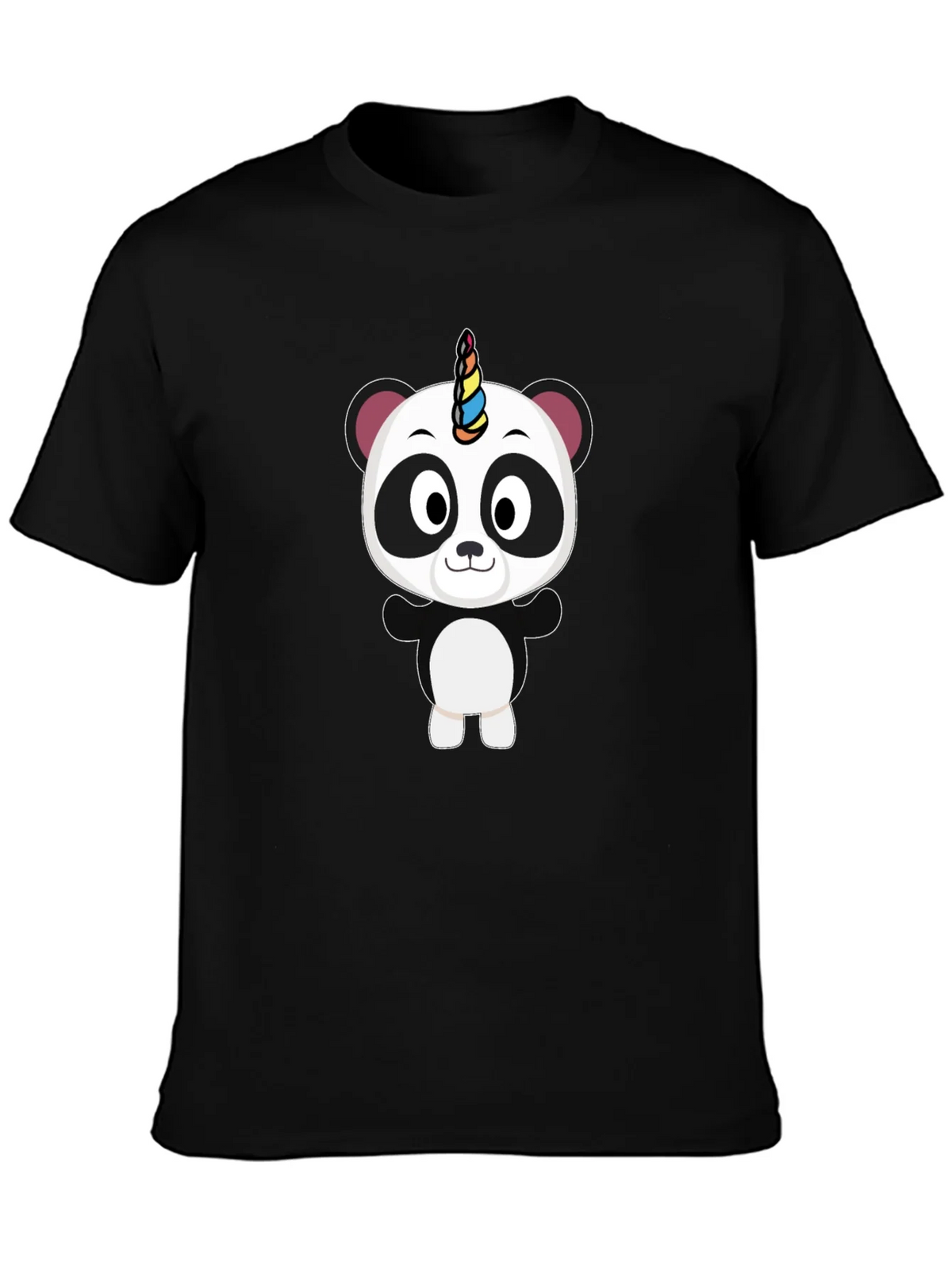 Unicorn Panda Black T-Shirt - Fun Cartoon Tee product image 3
