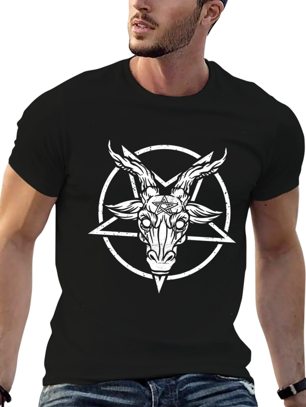 Baphomet Pentagram T-Shirt - Black Graphic Tee product image 6