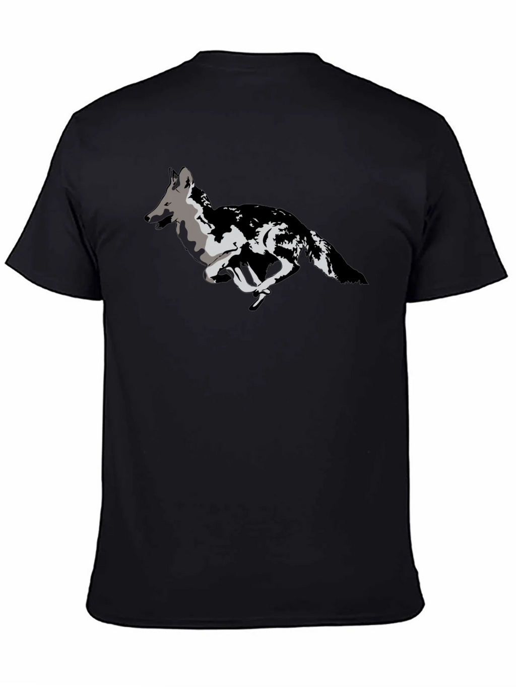 Black T-Shirt with Running Wolf Design product image 4