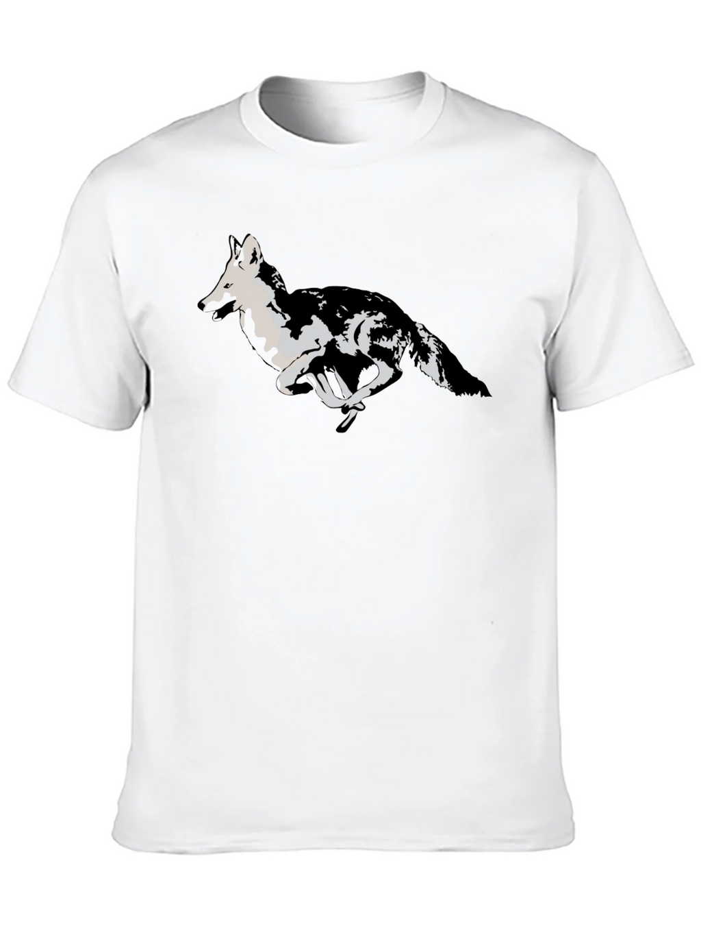 Black T-Shirt with Running Wolf Design product image 9