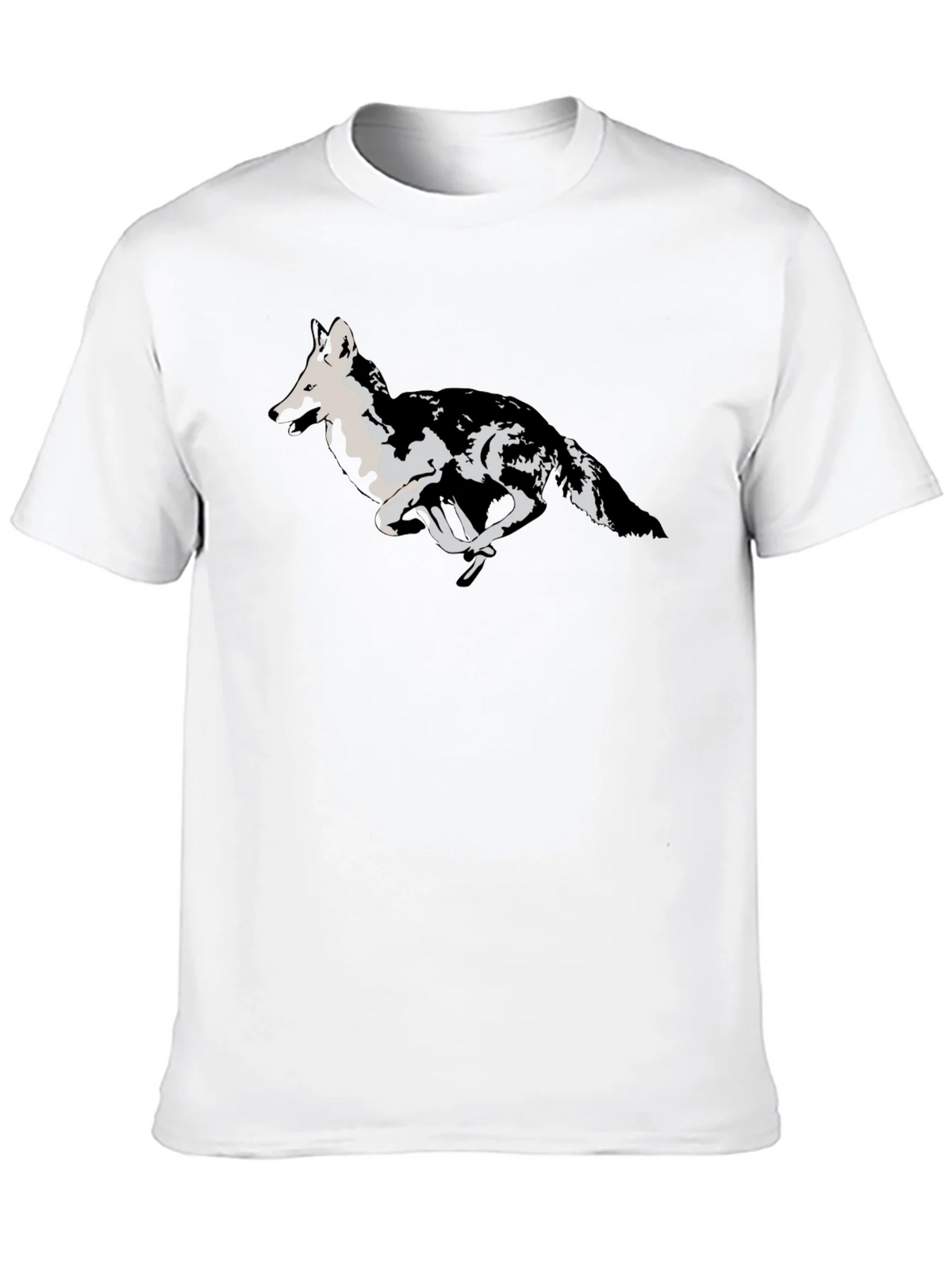 Black T-Shirt with Running Wolf Design product image 9
