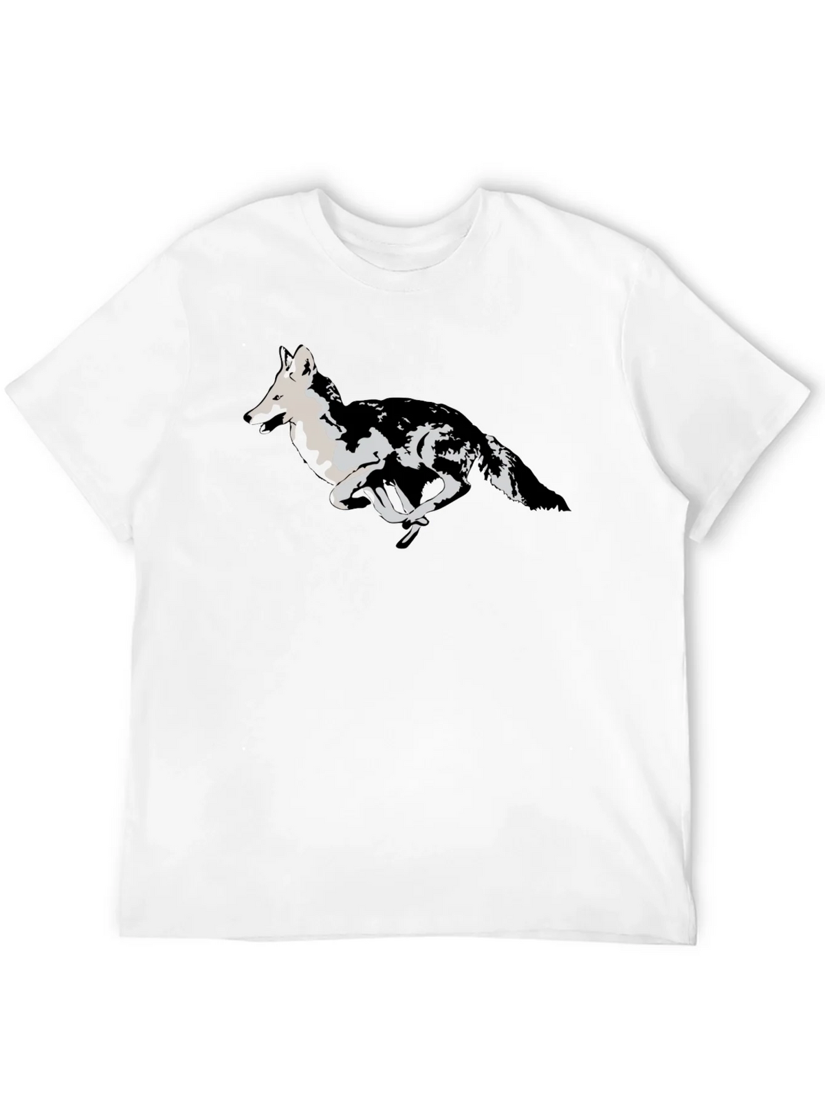 Black T-Shirt with Running Wolf Design product image 11