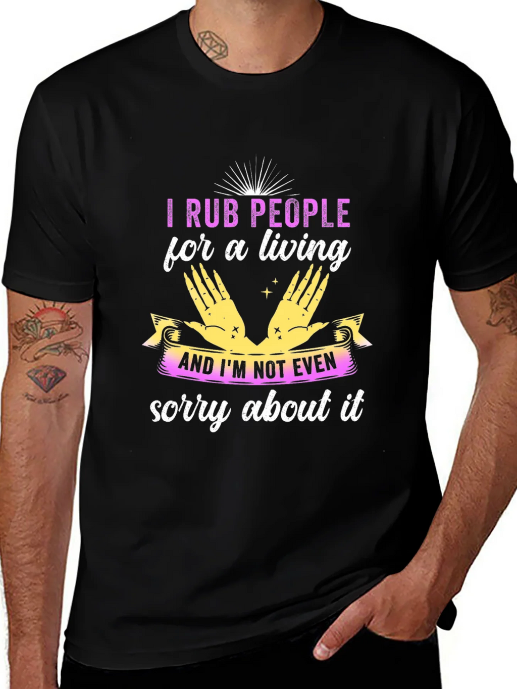 I Rub People For A Living Black T-Shirt product image 1