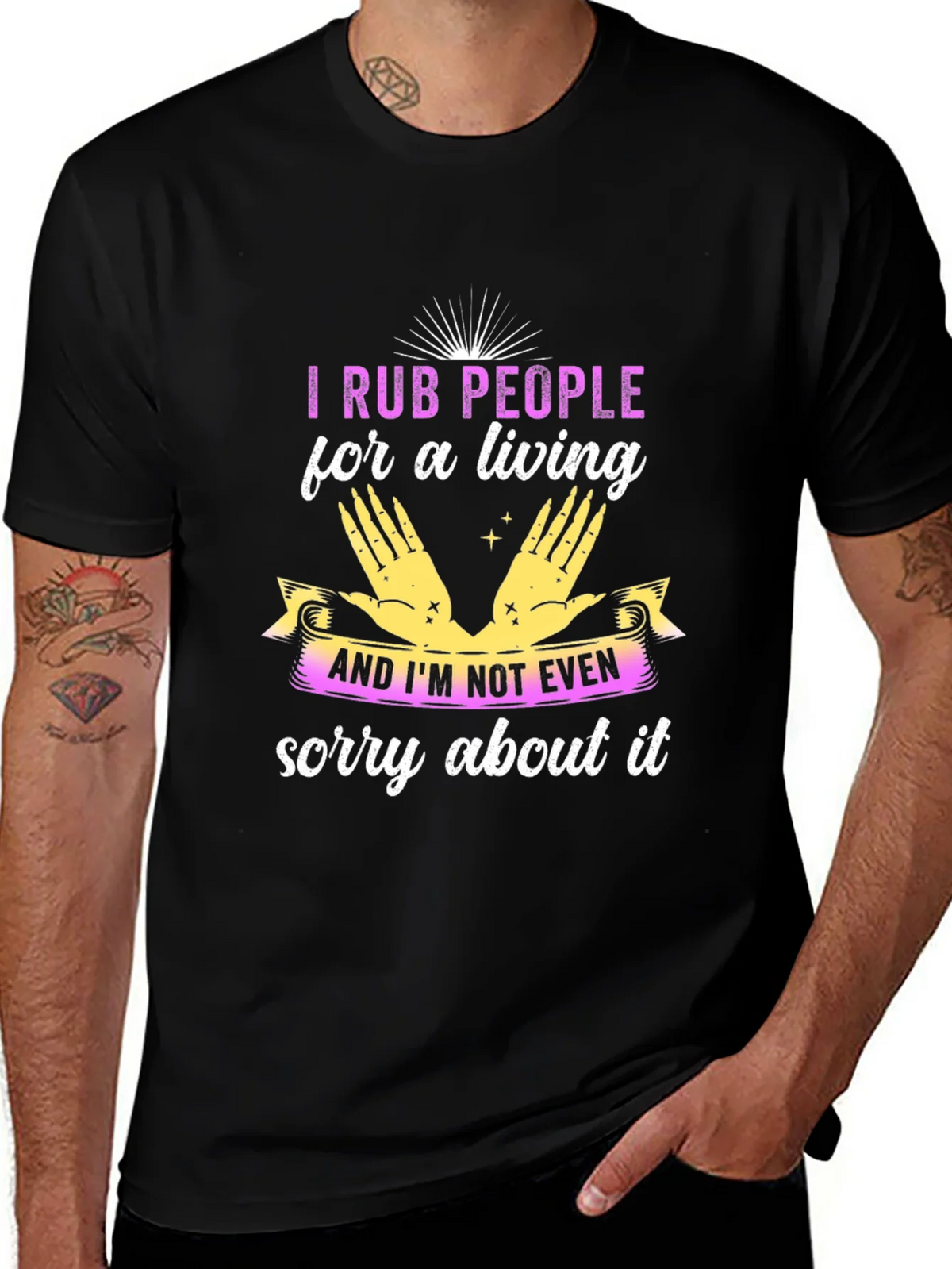 I Rub People For A Living Black T-Shirt product image 1
