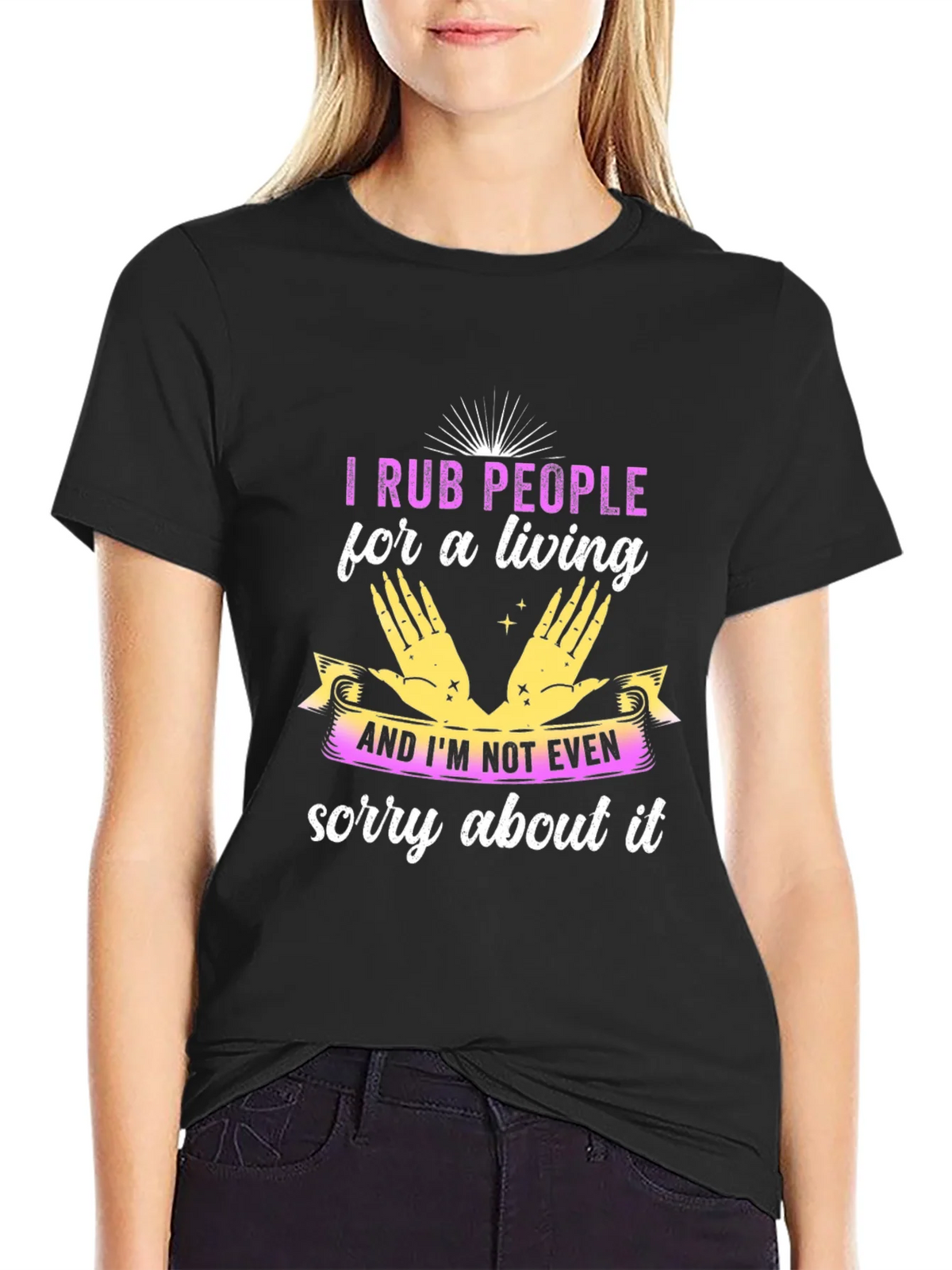 I Rub People For A Living Black T-Shirt product image 2