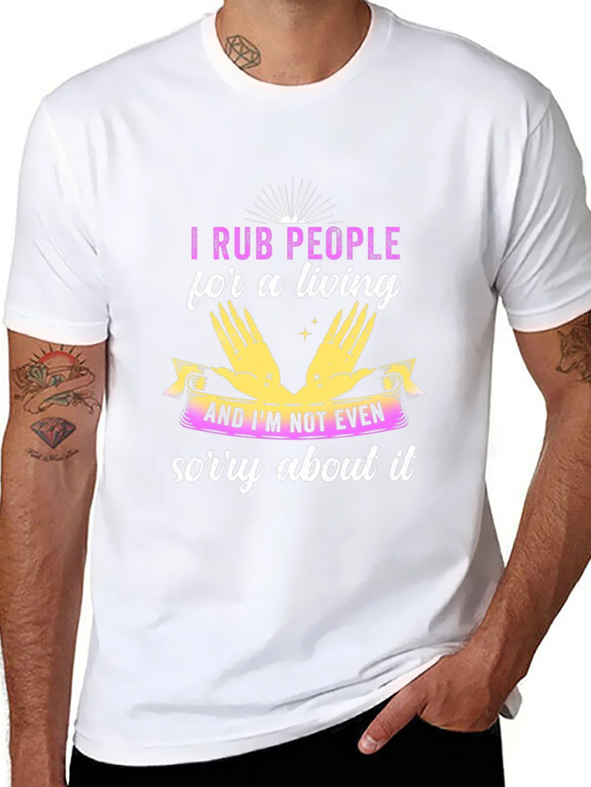I Rub People For A Living Black T-Shirt product image 6