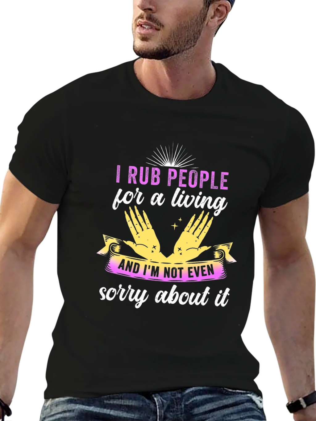 I Rub People For A Living Black T-Shirt product image 5