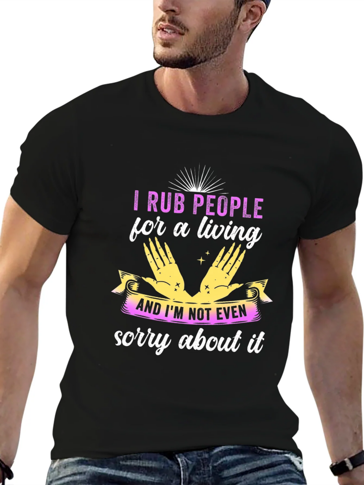 I Rub People For A Living Black T-Shirt product image 5