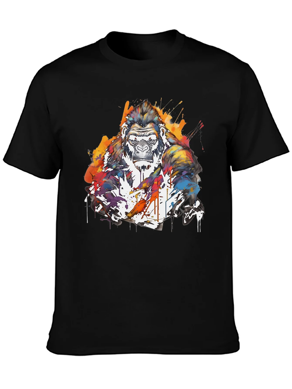 Artistic Gorilla Graphic Black T-Shirt product image 3