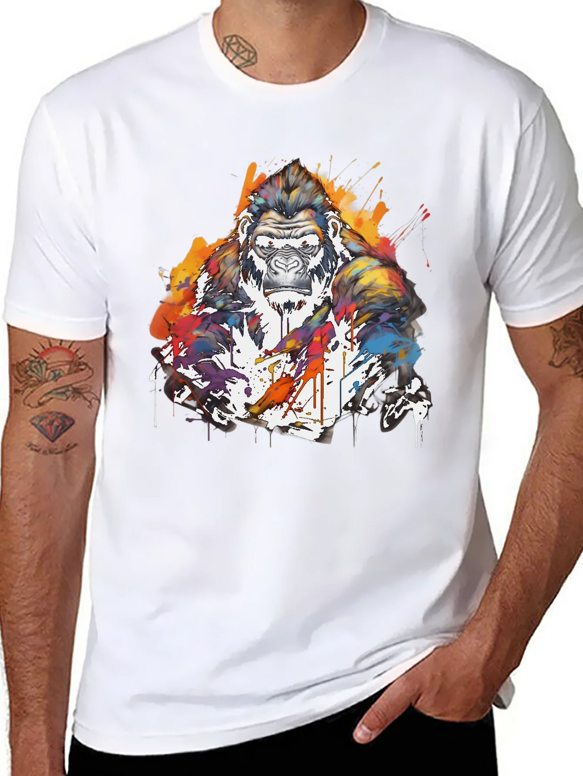 Artistic Gorilla Graphic Black T-Shirt product image 5