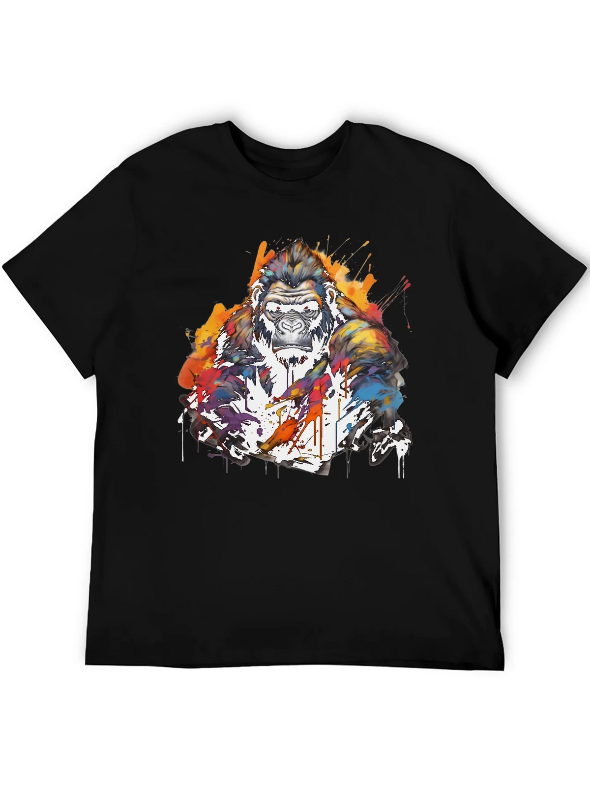 Artistic Gorilla Graphic Black T-Shirt product image 4