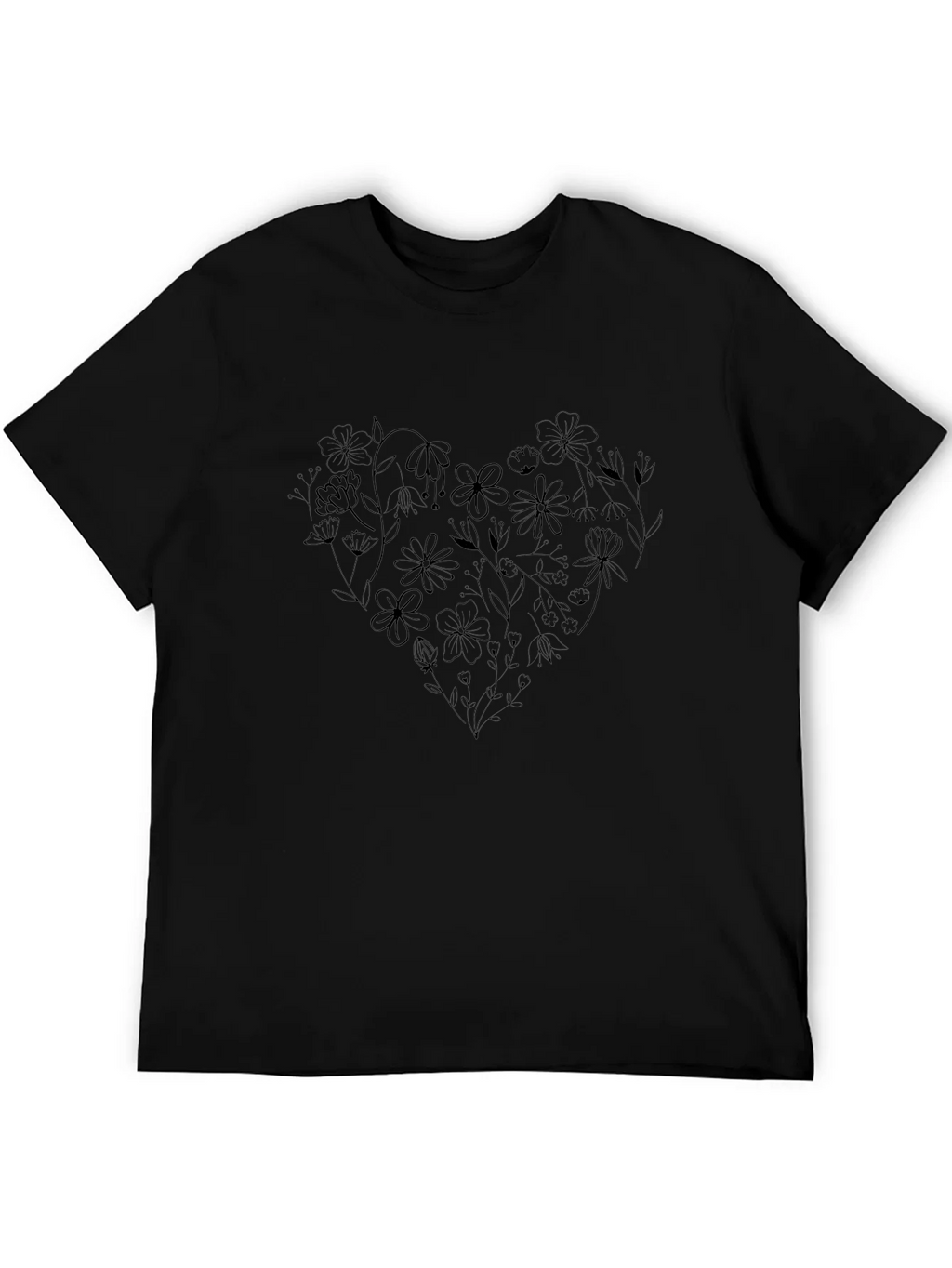 Floral Heart Graphic Black T-Shirt - Stylish Casual Wear product image 5