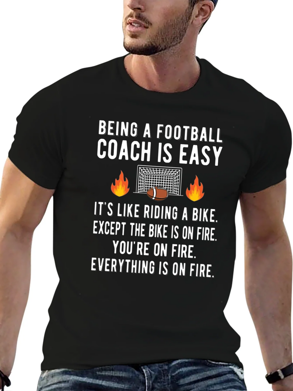 Football Coach On Fire Graphic Tee - Funny Gift product image 3