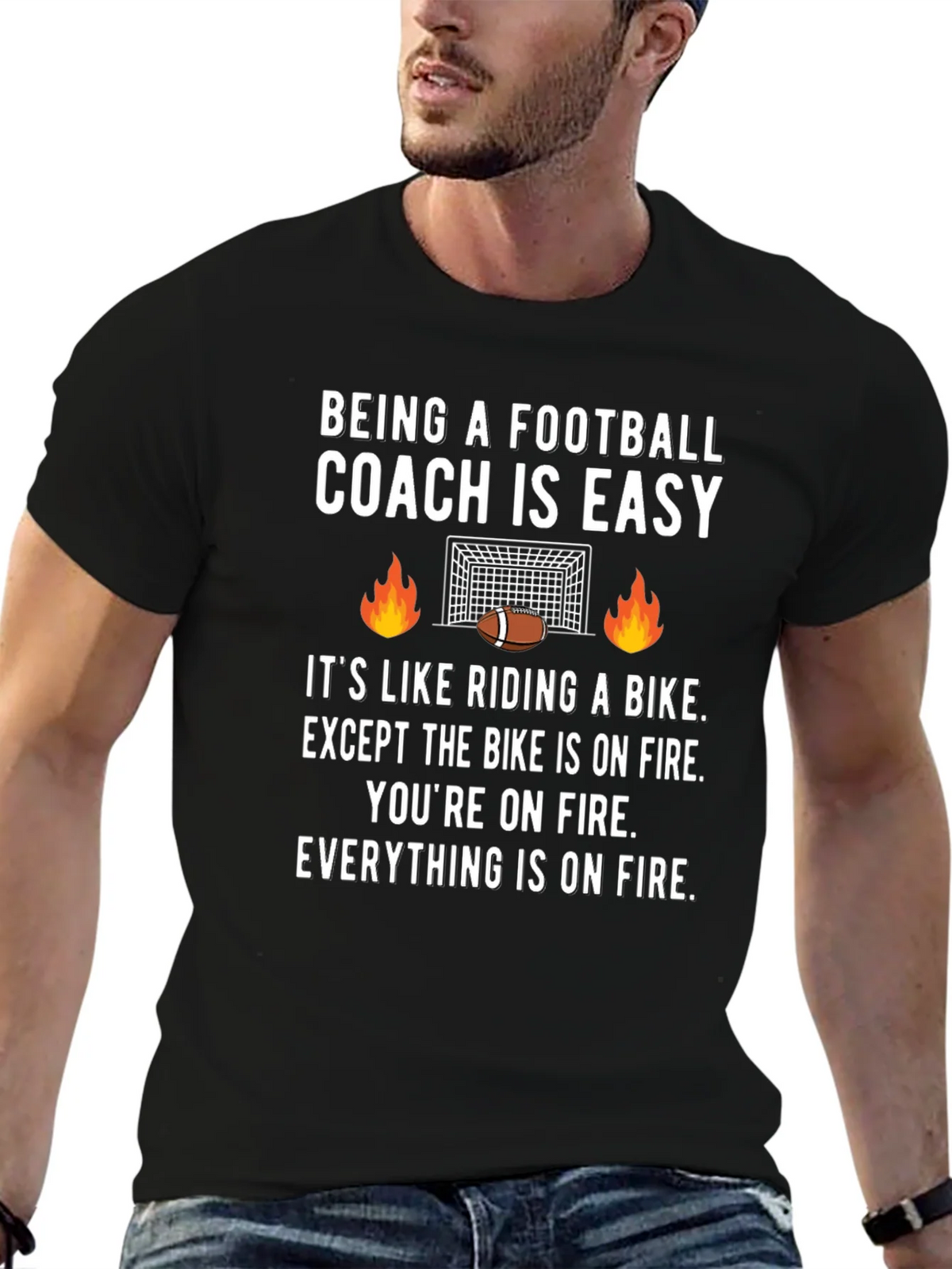Football Coach On Fire Graphic Tee - Funny Gift product image 3