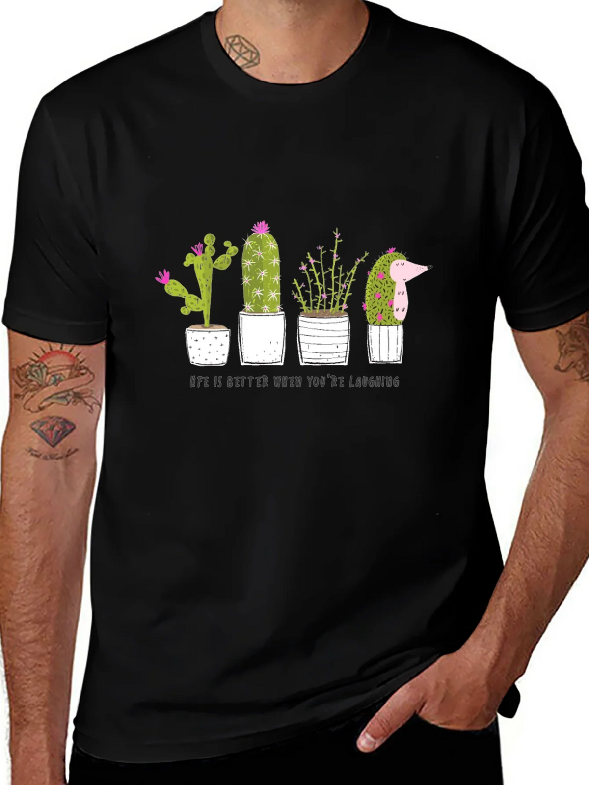 Cactus & Hedgehog Graphic Tee - Life is Better Laughing product image 1