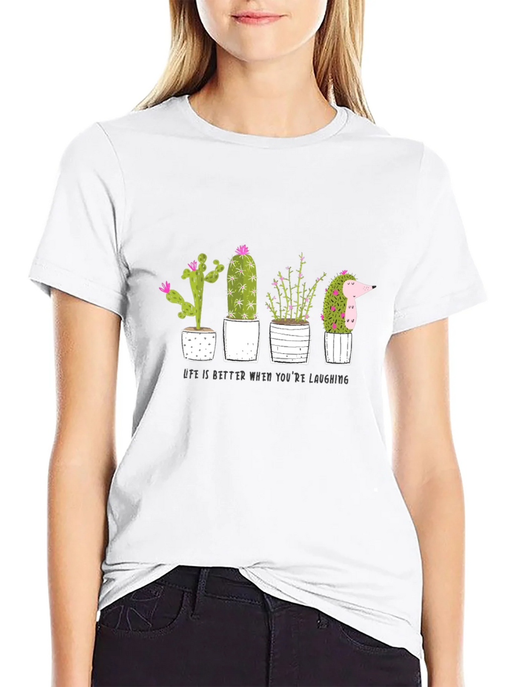 Cactus & Hedgehog Graphic Tee - Life is Better Laughing product image 4
