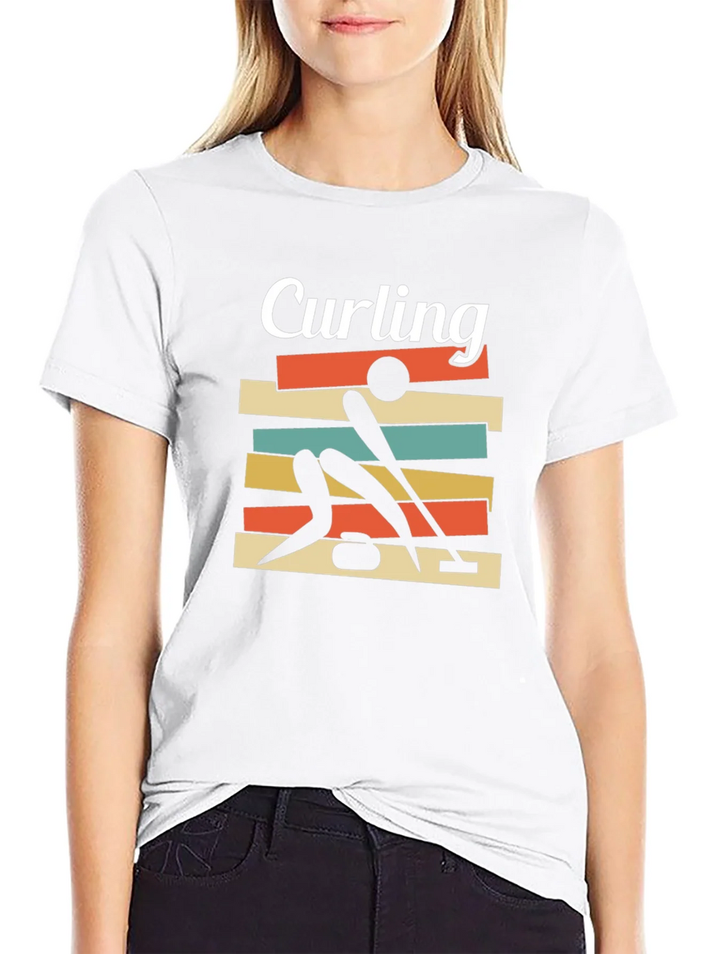Curling Retro Graphic Tee | Unique Sporty Design T-Shirt product image 7