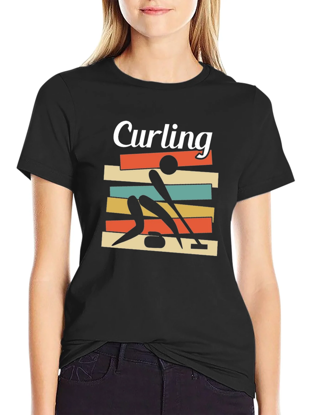 Curling Retro Graphic Tee | Unique Sporty Design T-Shirt product image 2
