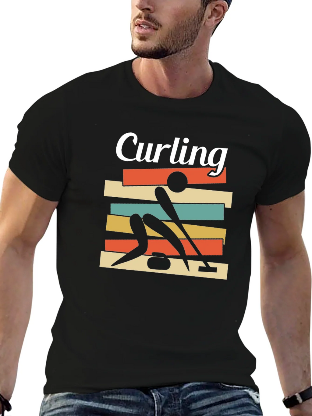 Curling Retro Graphic Tee | Unique Sporty Design T-Shirt product image 5