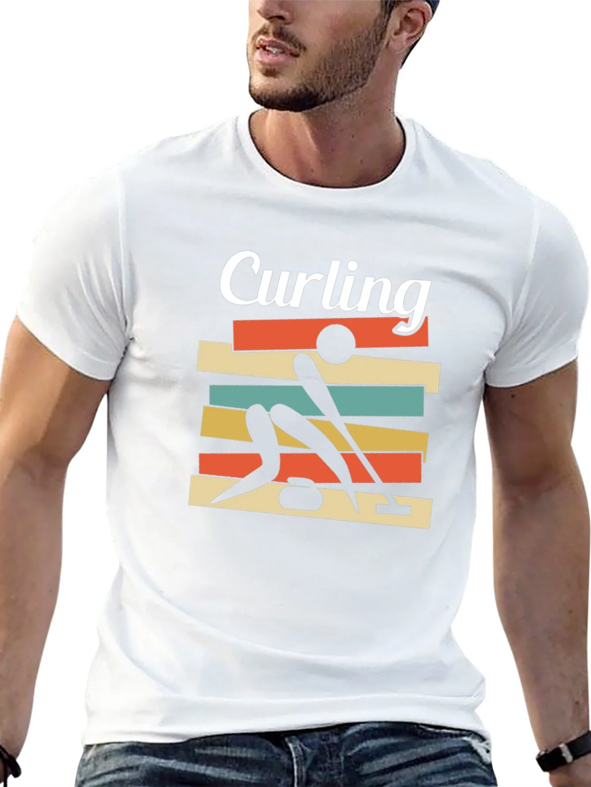 Curling Retro Graphic Tee | Unique Sporty Design T-Shirt product image 11