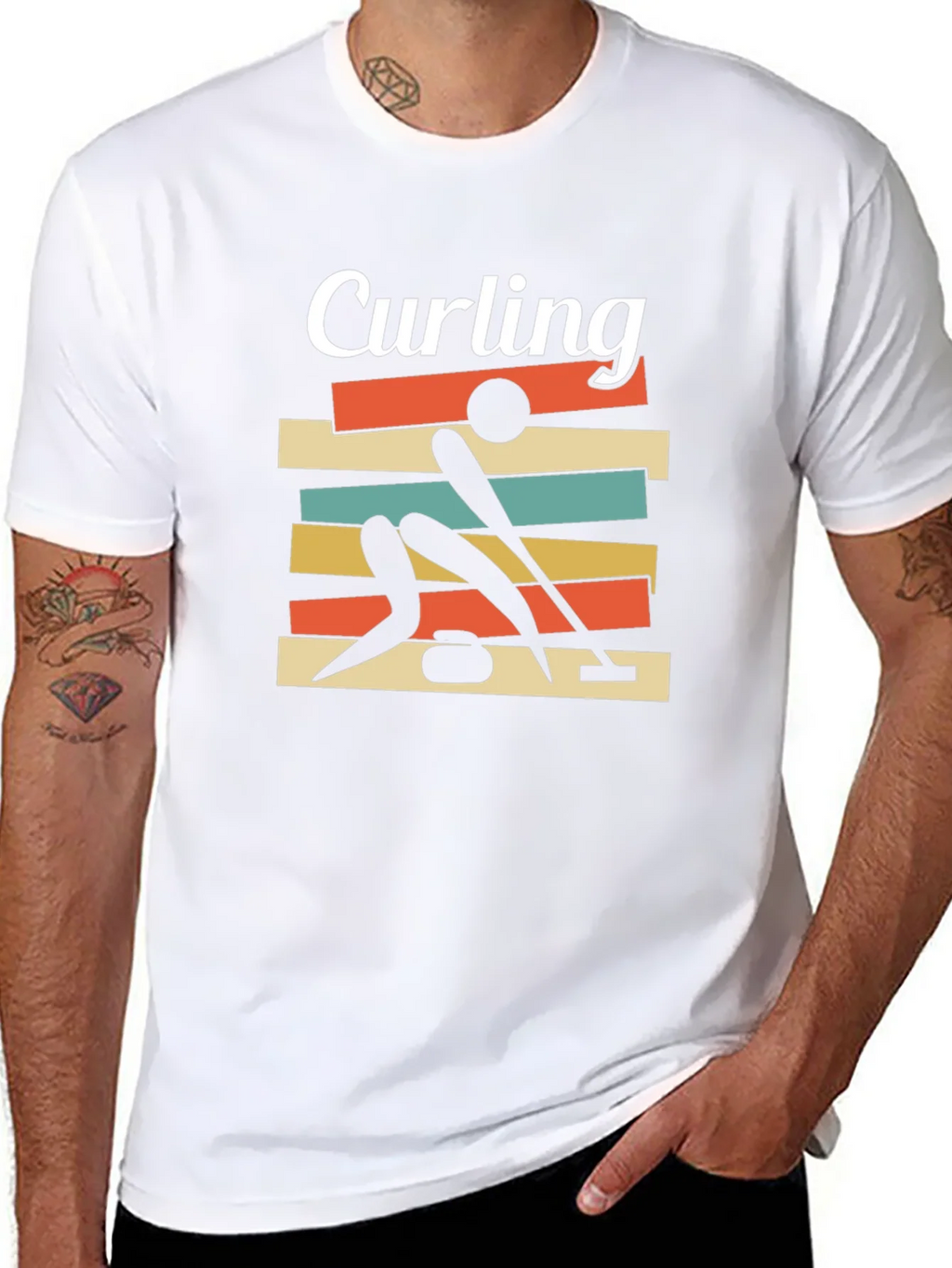 Curling Retro Graphic Tee | Unique Sporty Design T-Shirt product image 6