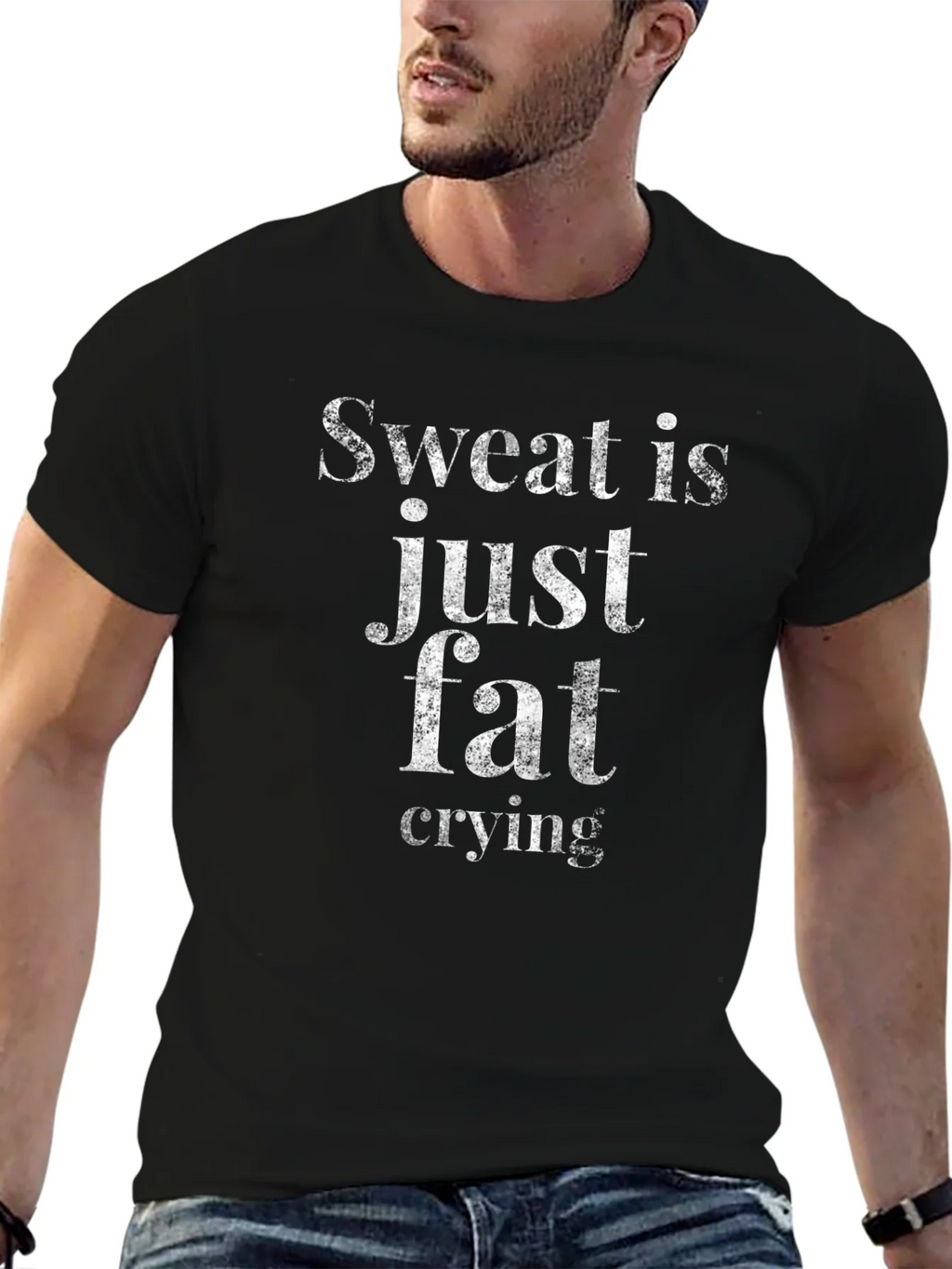 Sweat is Just Fat Crying Graphic Tee product image 6