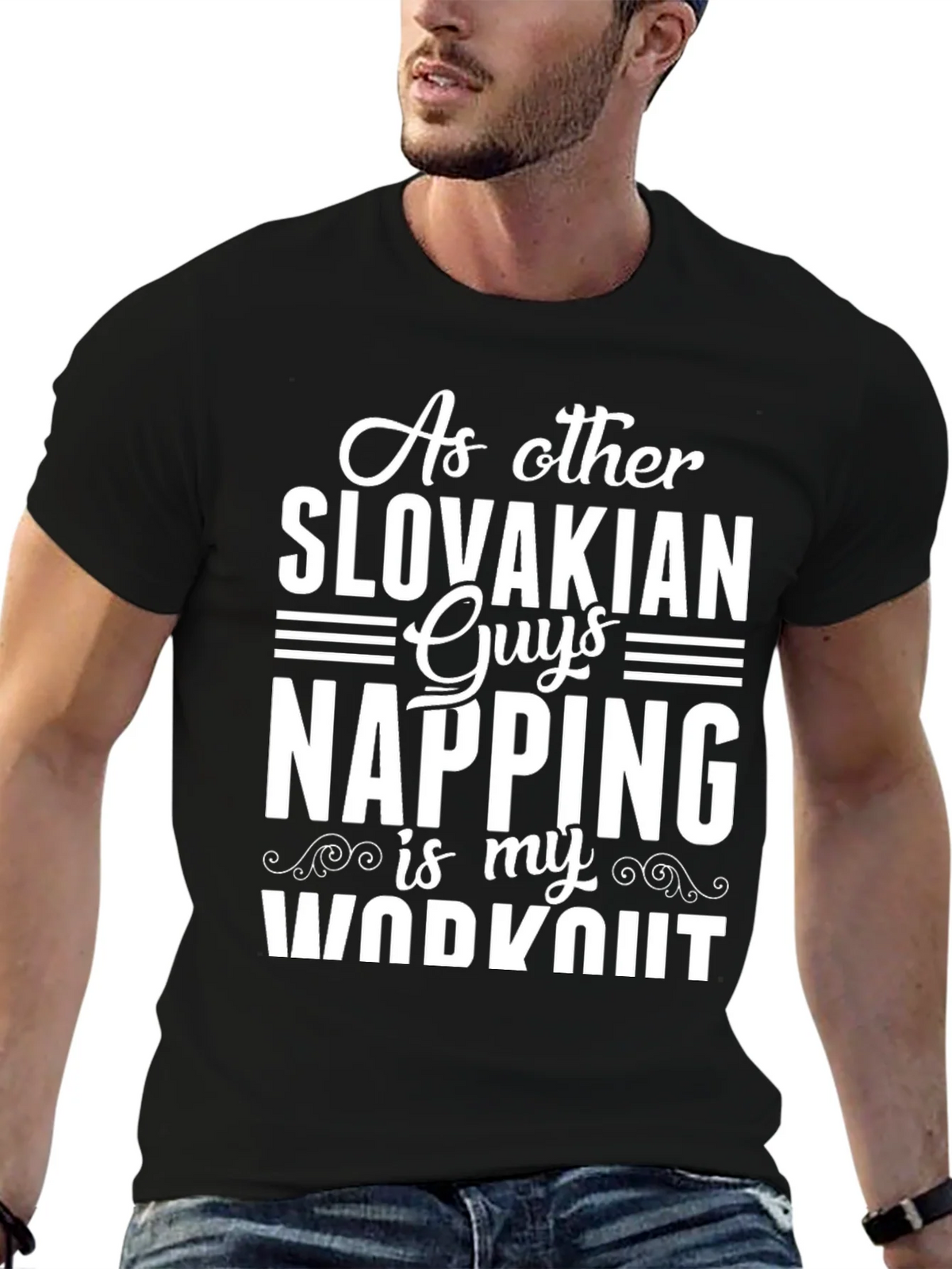 Slovakian Napping Workout Black T-Shirt product image 4