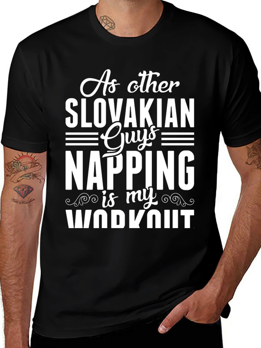 Slovakian Napping Workout Black T-Shirt product image 1