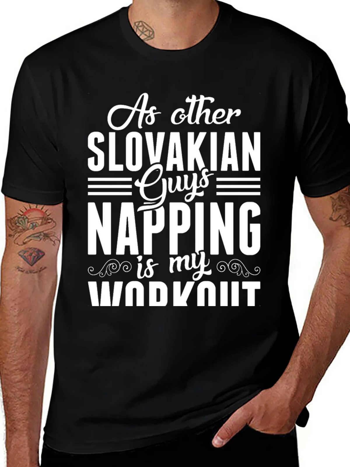 Slovakian Napping Workout Black T-Shirt product image 1