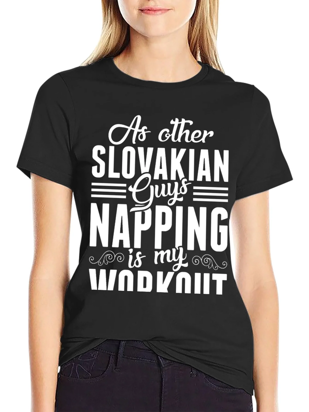 Slovakian Napping Workout Black T-Shirt product image 2