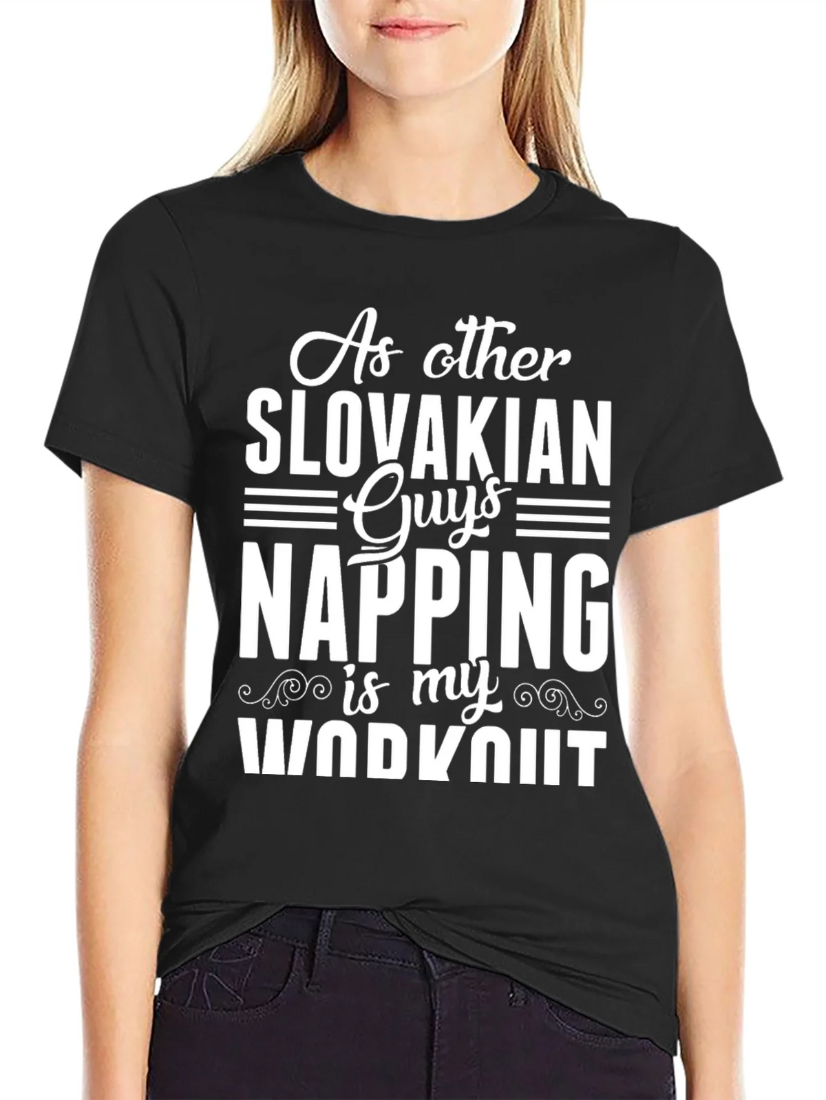 Slovakian Napping Workout Black T-Shirt product image 2