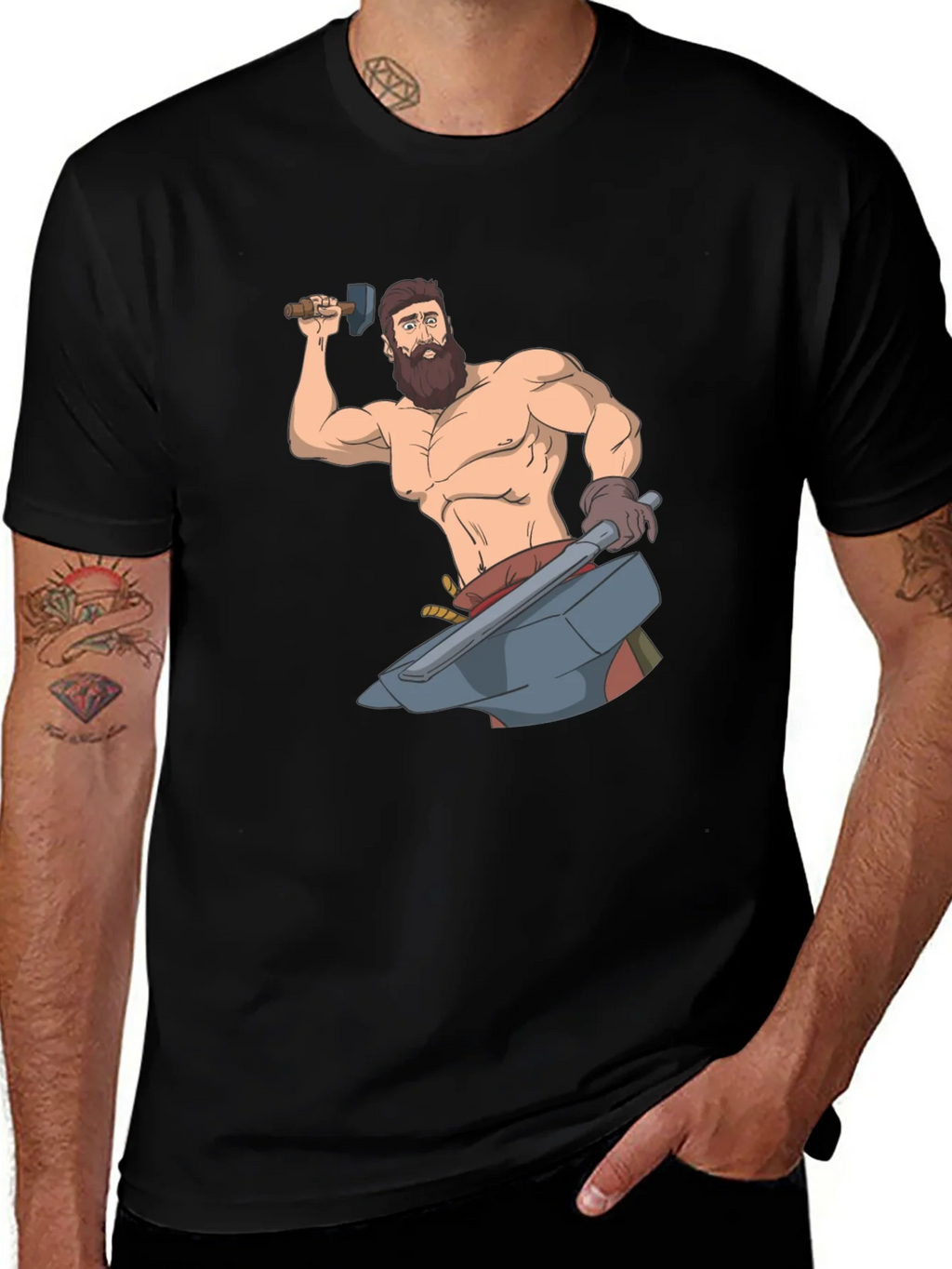 Blacksmith Cartoon Graphic T-Shirt product image 1