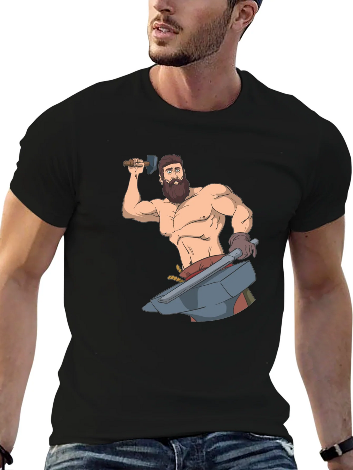 Blacksmith Cartoon Graphic T-Shirt product image 6
