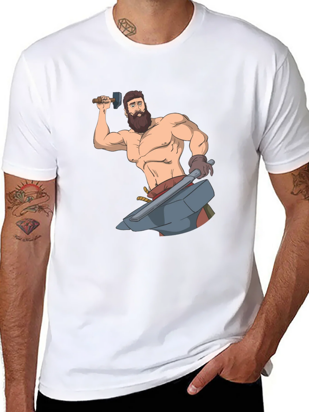 Blacksmith Cartoon Graphic T-Shirt product image 7