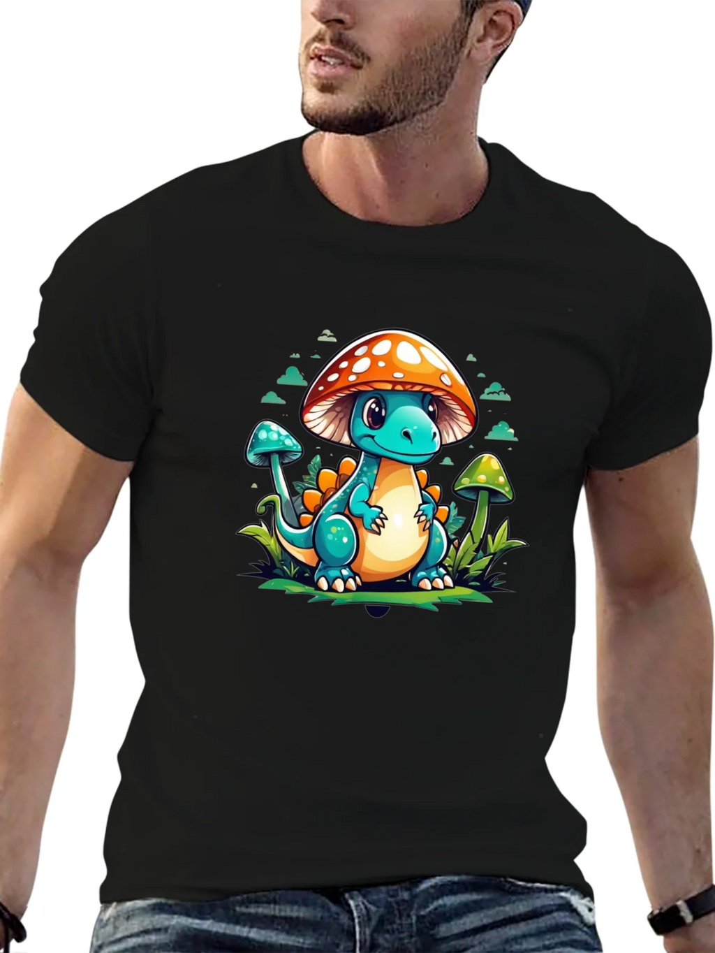 Mushroom Dino Graphic Tee - Cute Cartoon T-Shirt product image 6