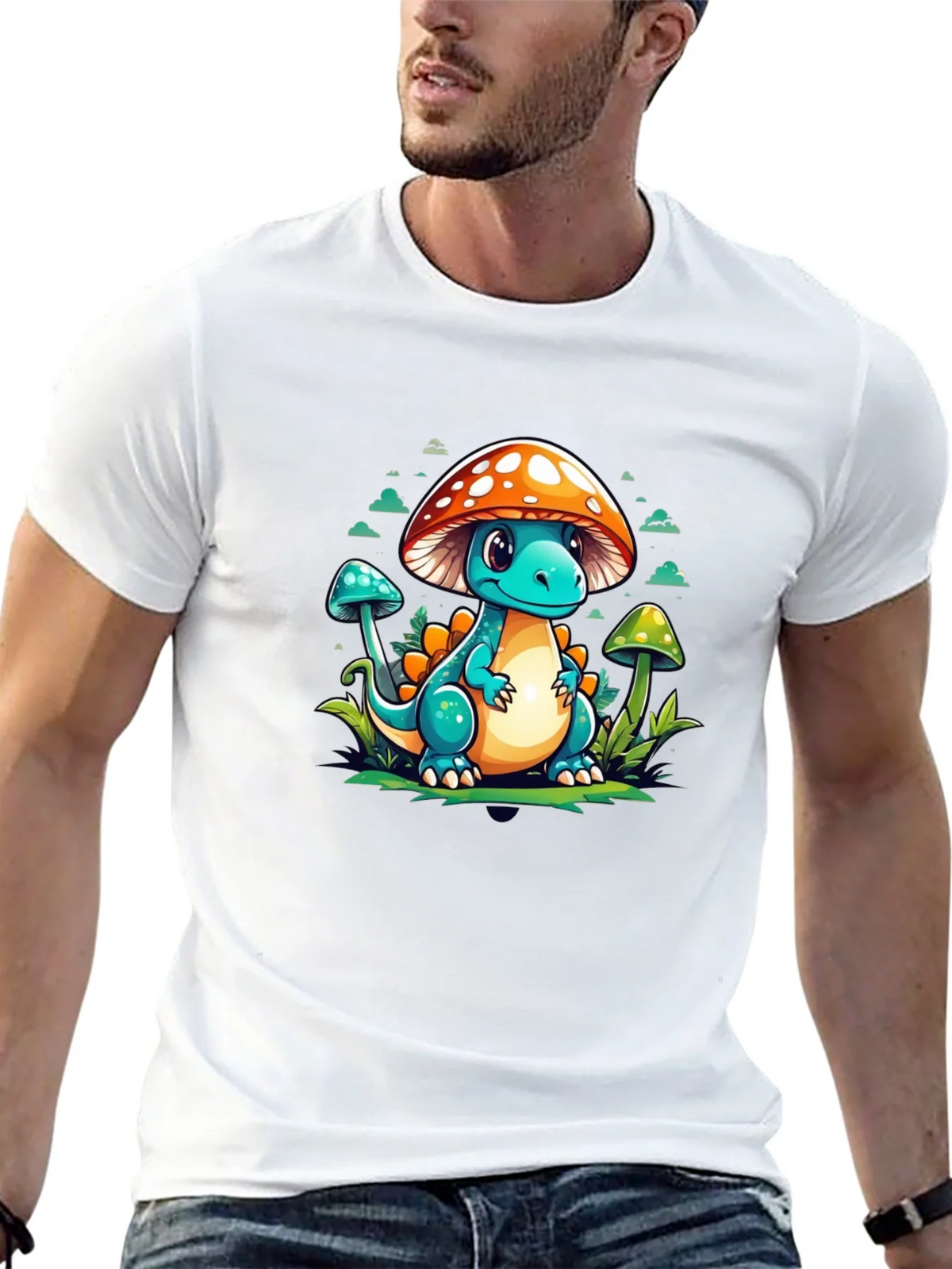 Mushroom Dino Graphic Tee - Cute Cartoon T-Shirt product image 12