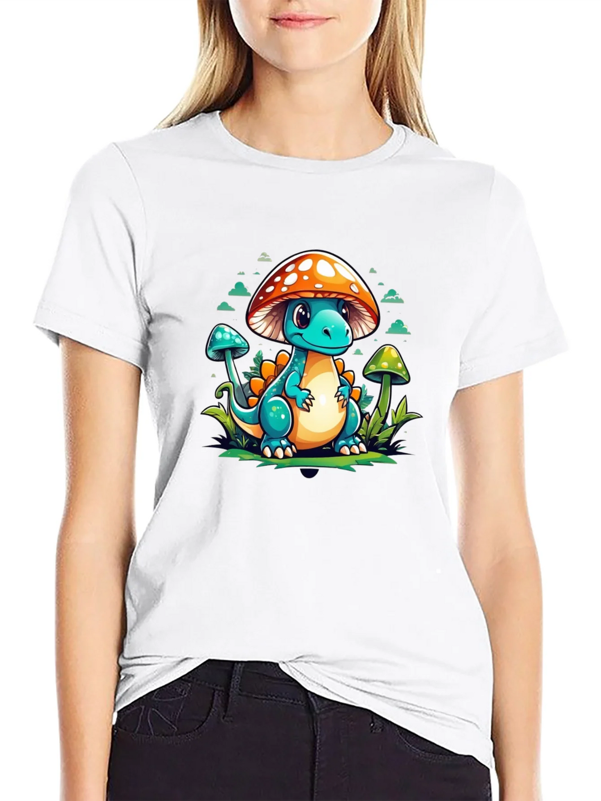 Mushroom Dino Graphic Tee - Cute Cartoon T-Shirt product image 8