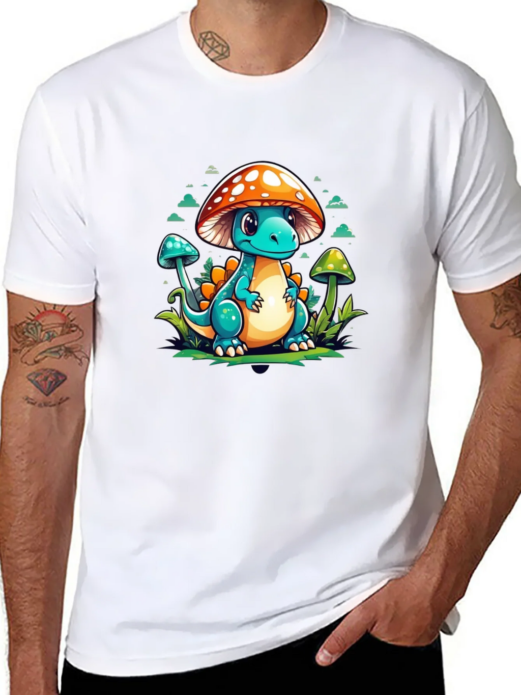 Mushroom Dino Graphic Tee - Cute Cartoon T-Shirt product image 7