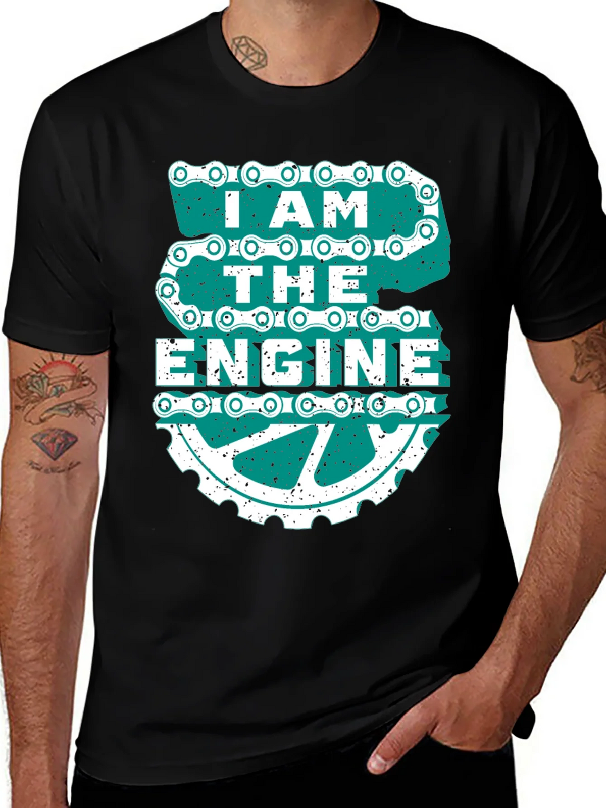 I AM THE ENGINE Graphic Tee - Black Cotton Blend product image 1