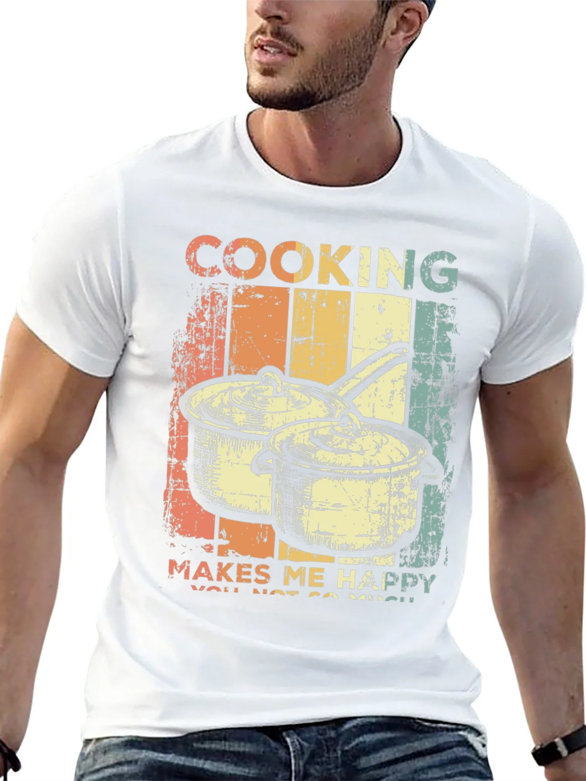 Cooking Makes Me Happy Retro T-Shirt product image 12