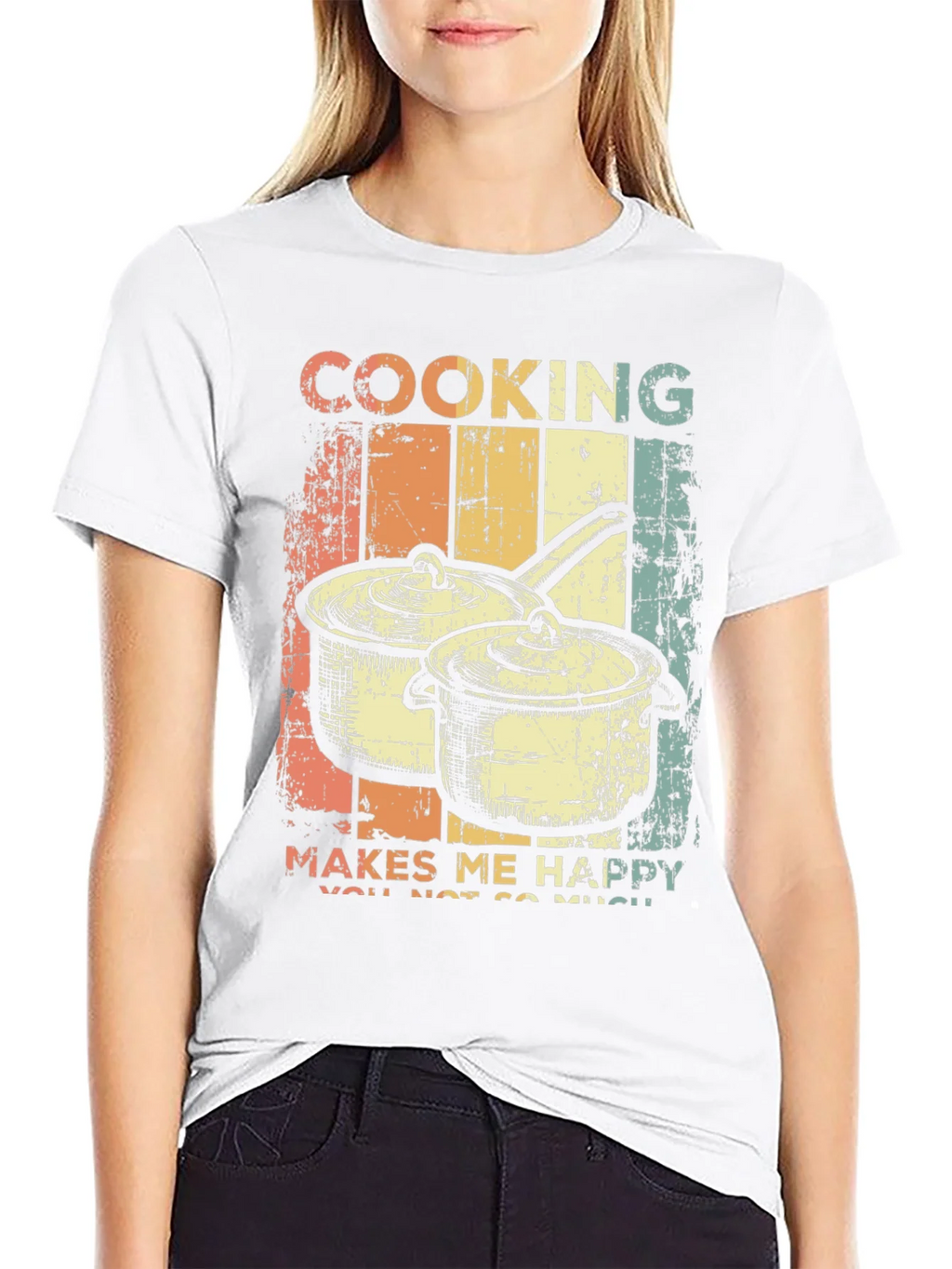 Cooking Makes Me Happy Retro T-Shirt product image 8