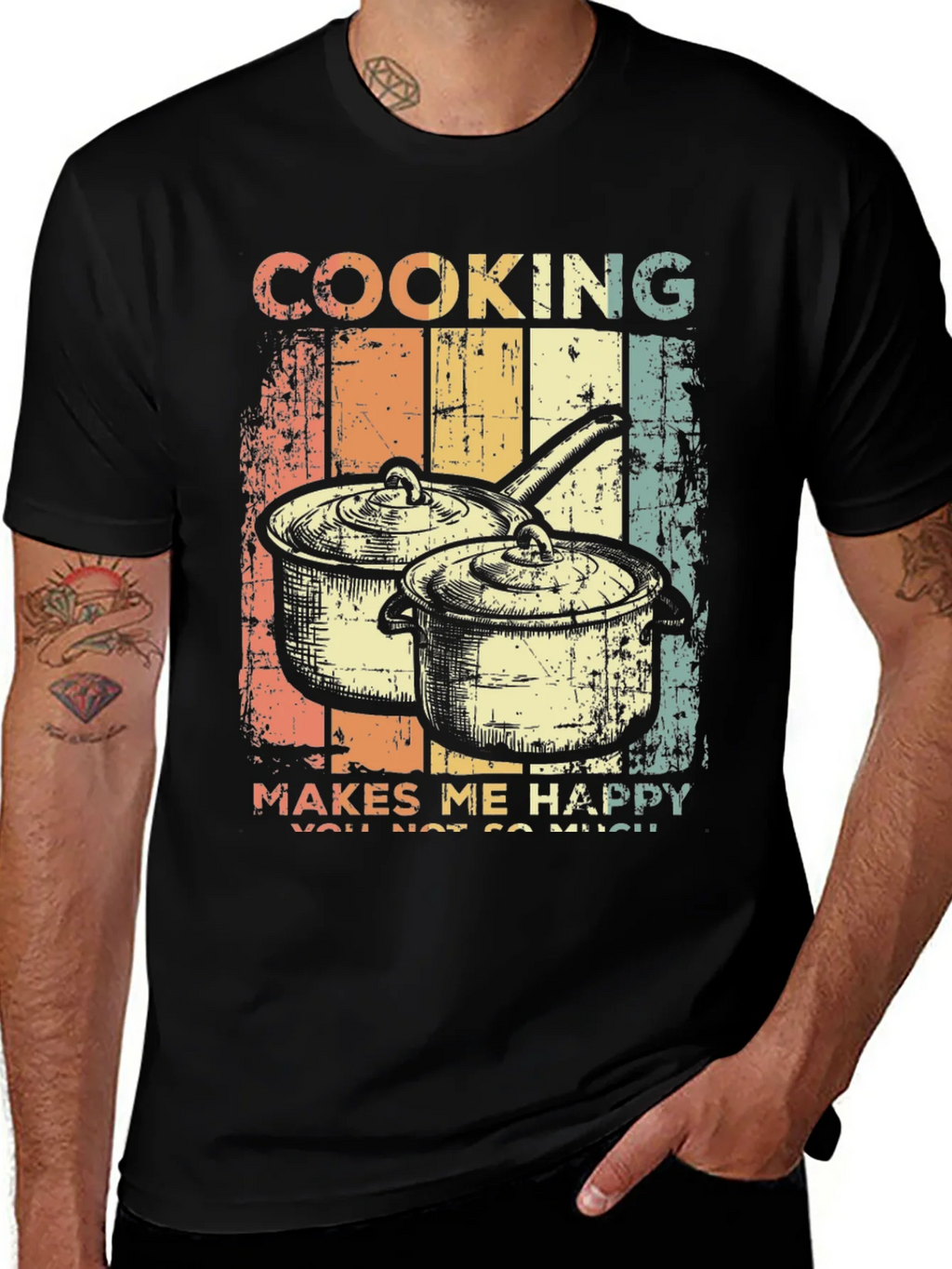 Cooking Makes Me Happy Retro T-Shirt product image 1