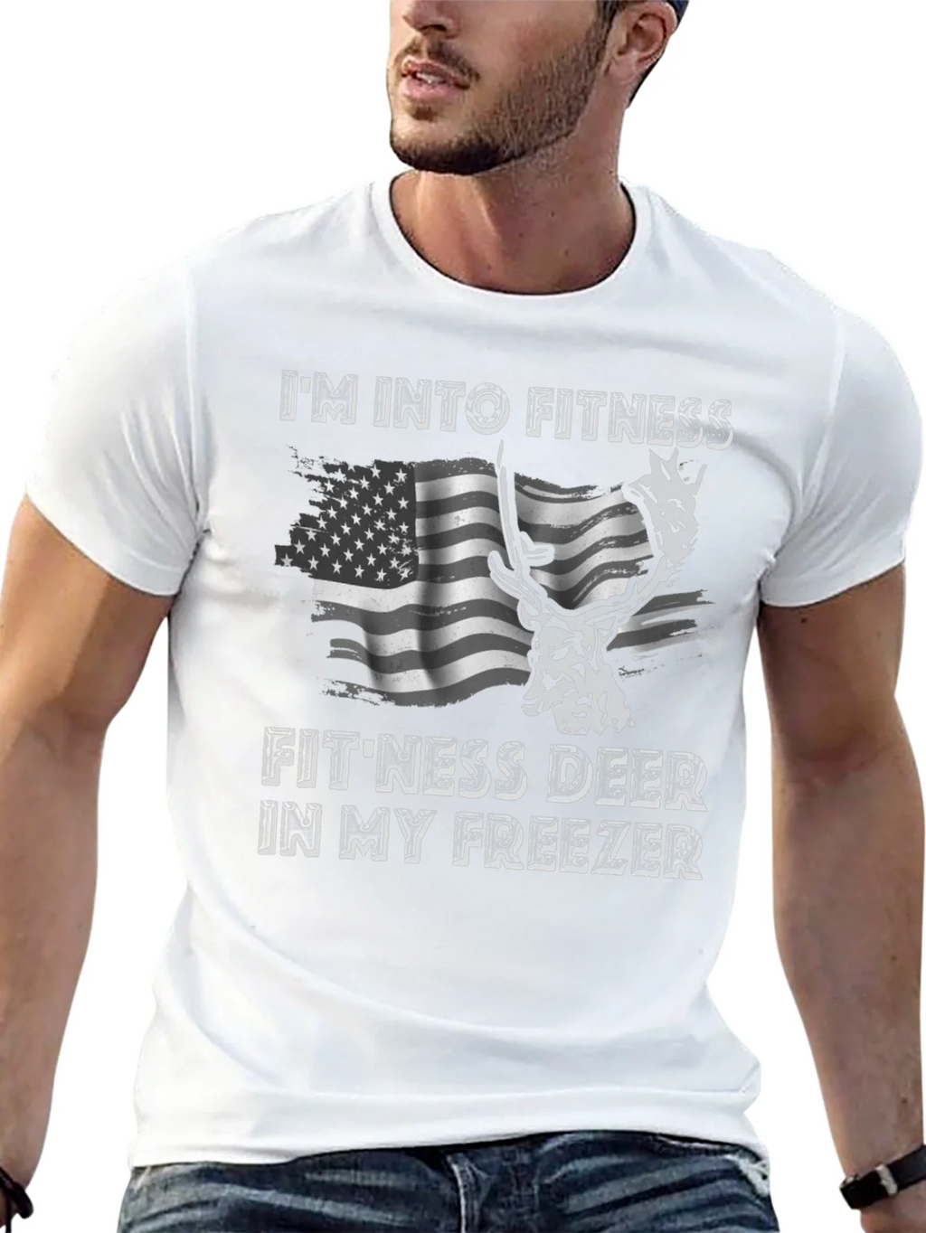 Fitness Deer T-Shirt - Funny American Flag Tee product image 12