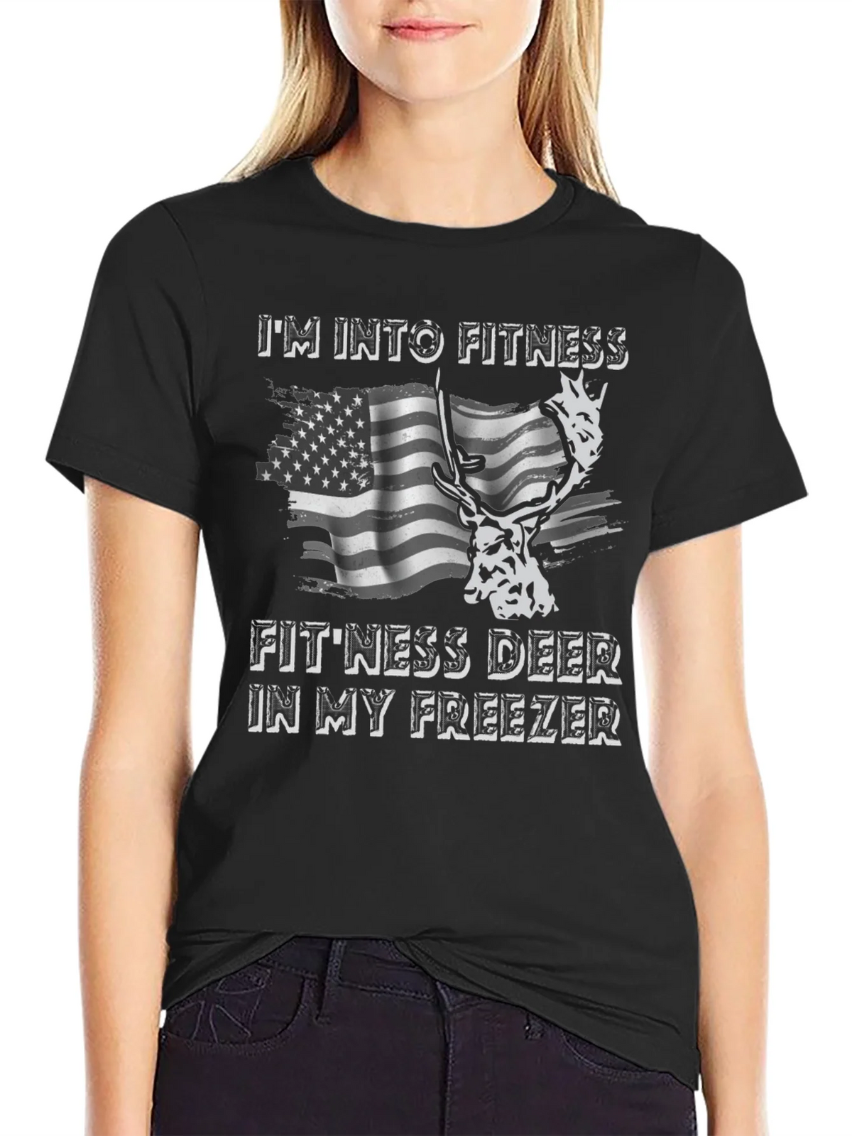 Fitness Deer T-Shirt - Funny American Flag Tee product image 2