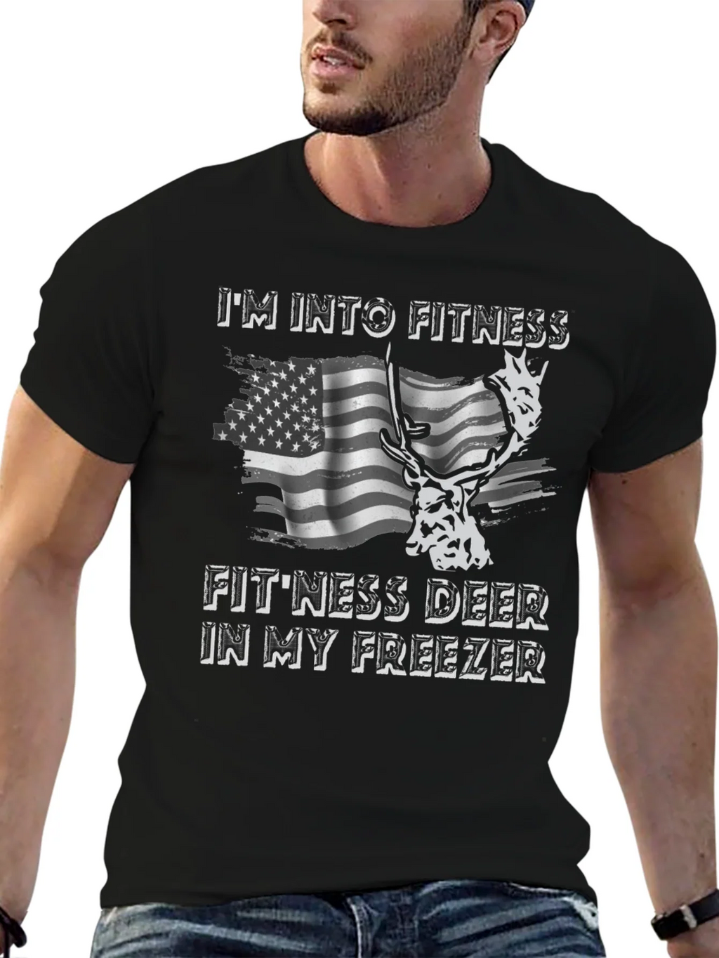 Fitness Deer T-Shirt - Funny American Flag Tee product image 6