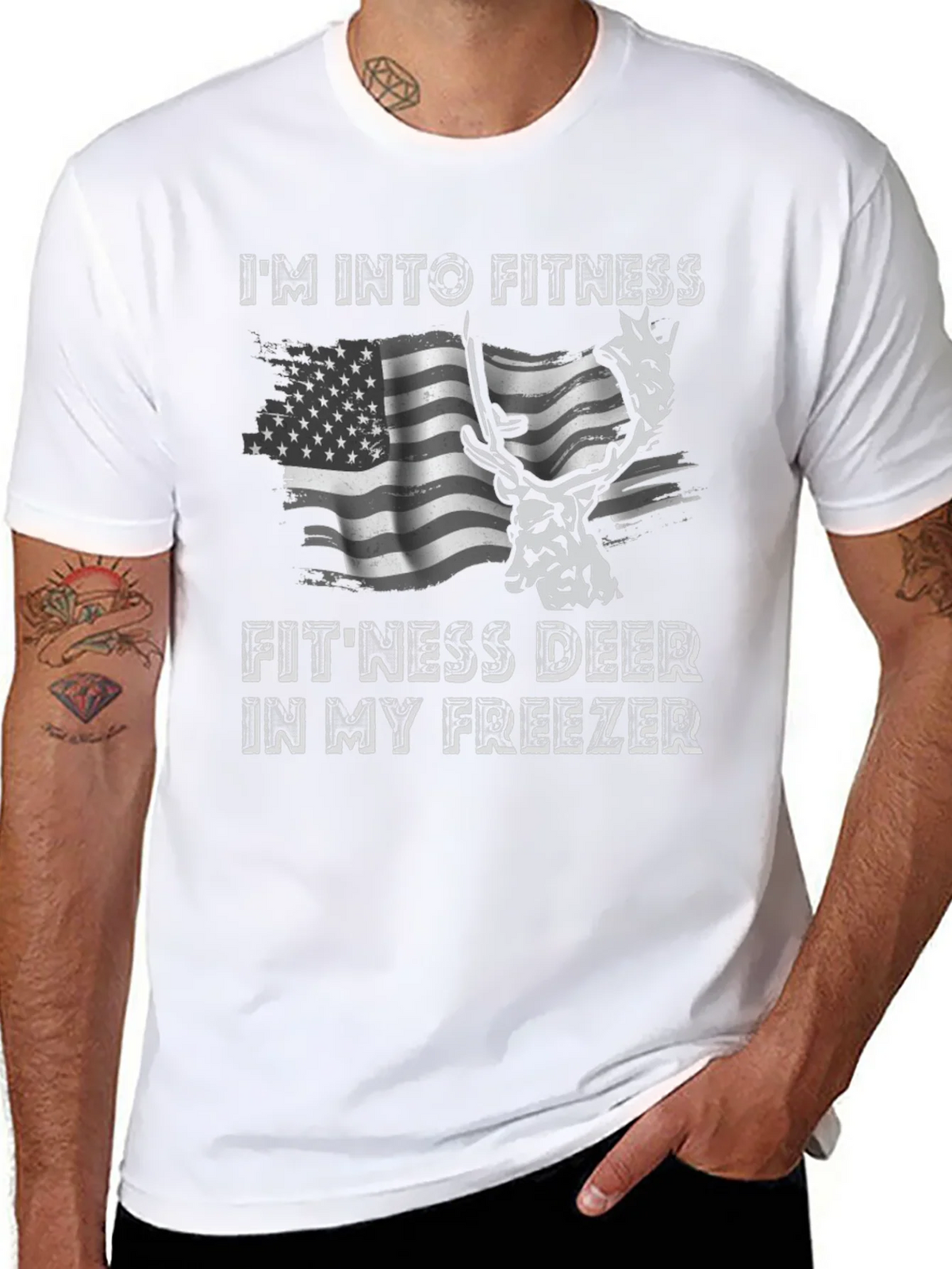 Fitness Deer T-Shirt - Funny American Flag Tee product image 7