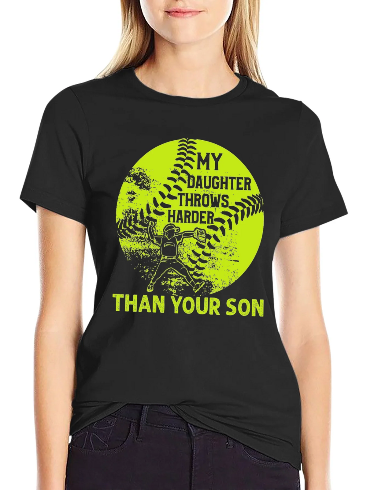 Softball Mom T-Shirt: My Daughter Throws Harder Than Your product image 2