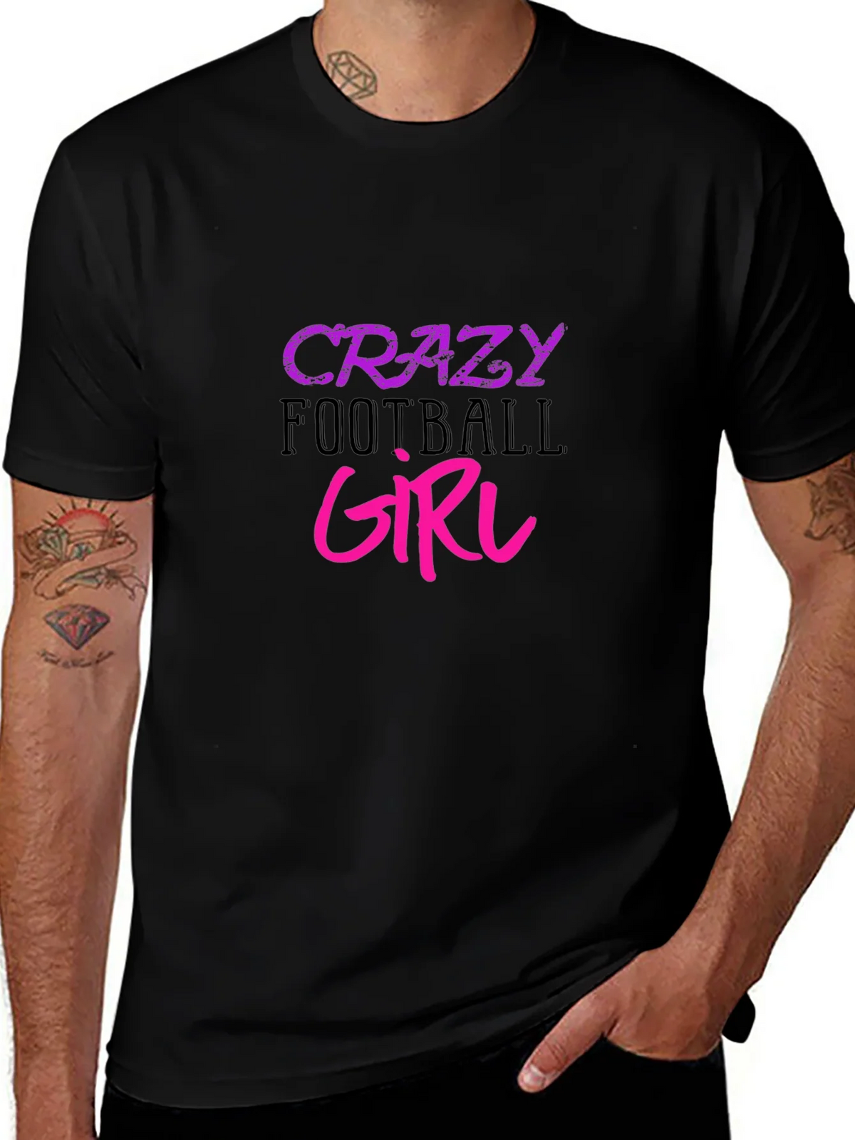 Crazy Football Girl Graphic Tee - Black Cotton T-Shirt product image 1