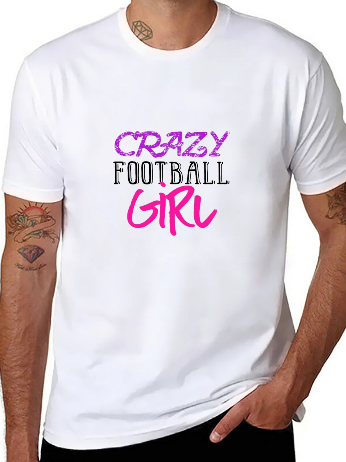Crazy Football Girl Graphic Tee - Black Cotton T-Shirt product image 6