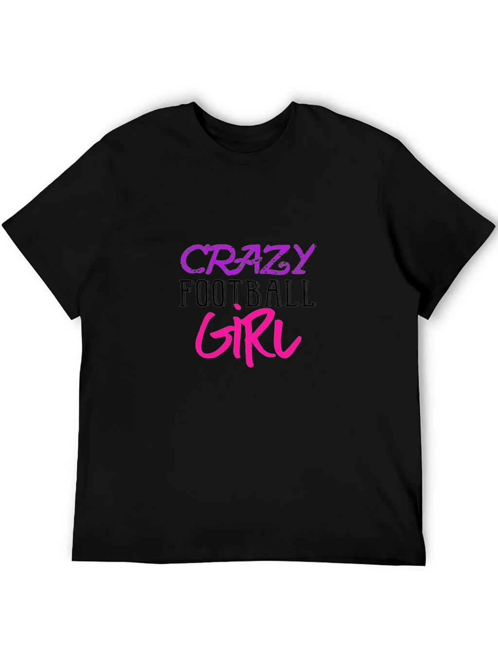 Crazy Football Girl Graphic Tee - Black Cotton T-Shirt product image 4